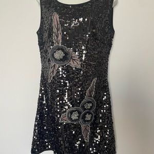 SALE! Lulumari Sequin Black Dress with 3D embellishment